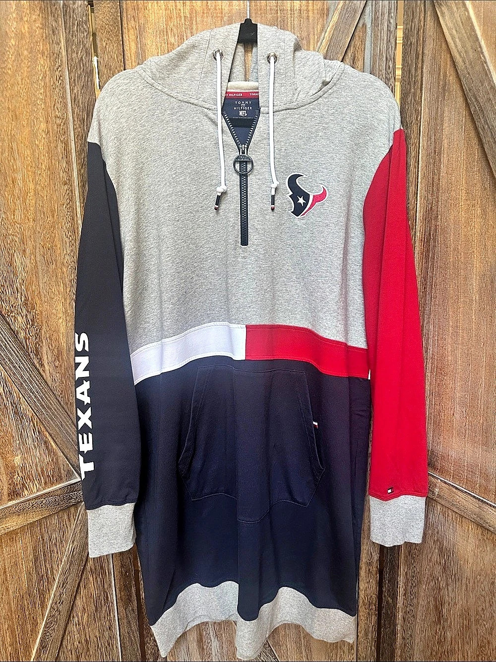 Tommy Hilfiger NFL Houston Texans Long Sleeve Sneaker Dress with Hoodie Size 2X